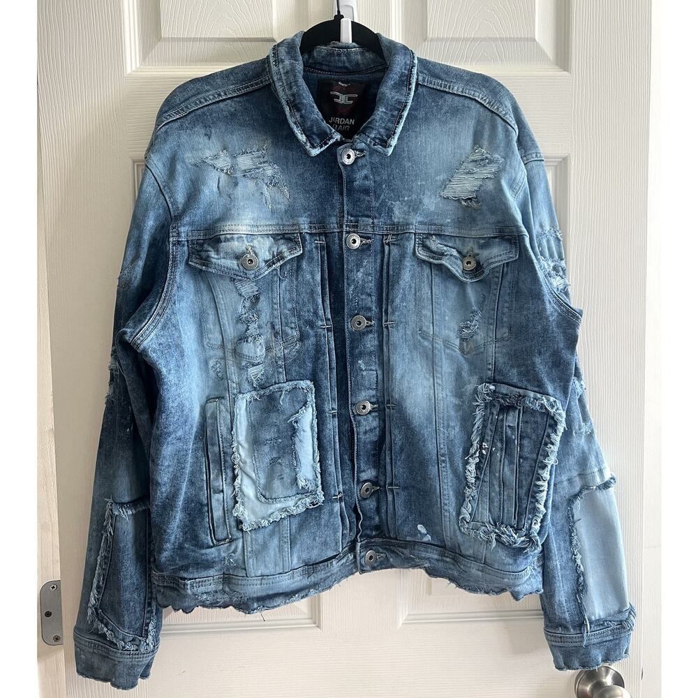 JORDAN CRAIG Men's Legacy Edition Deconstructed Distressed Denim Jacket Sz XL